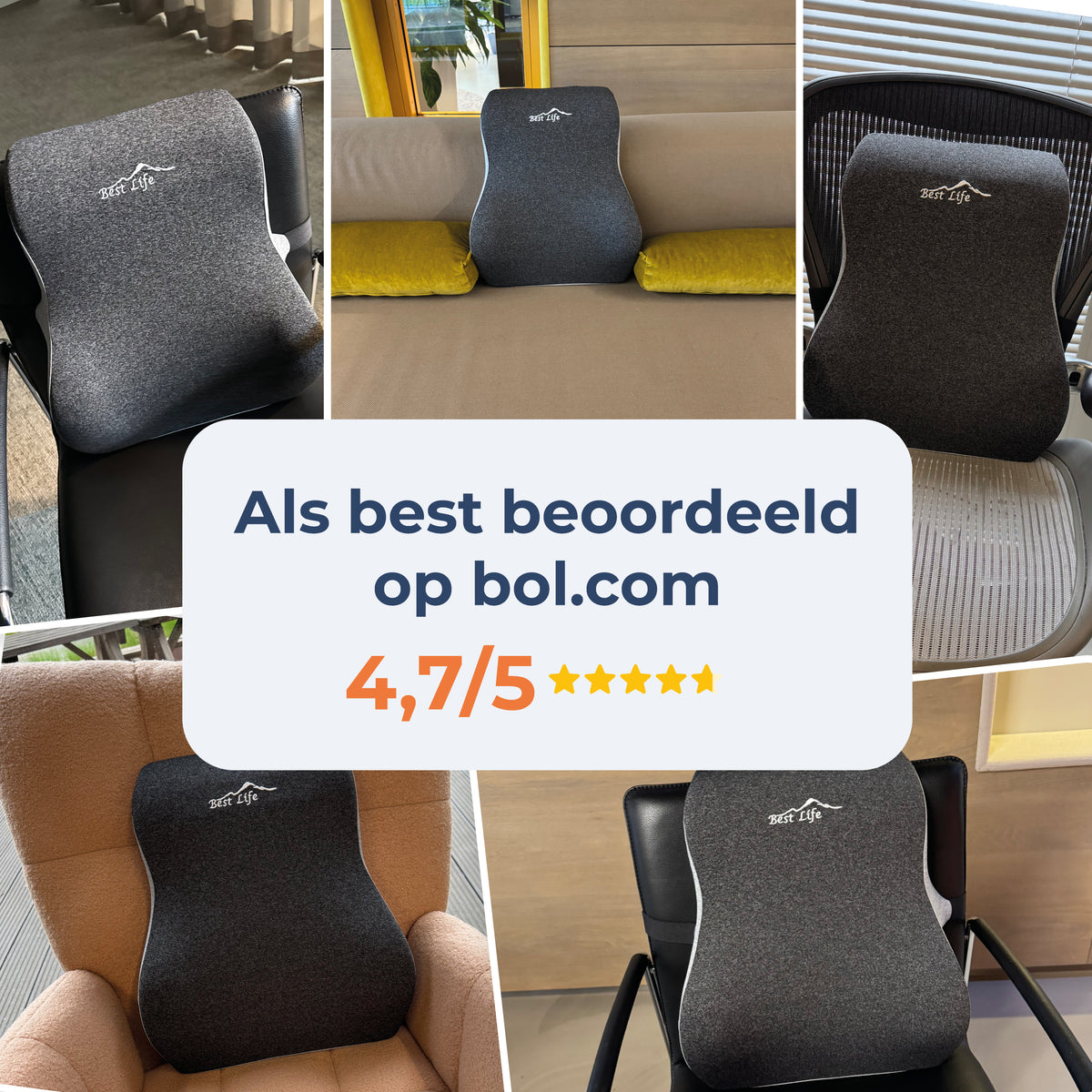 Klantfoto's van Rugkussen Jannu op bureaustoelen, beoordeeld met 4,7 van 5 op bol.com