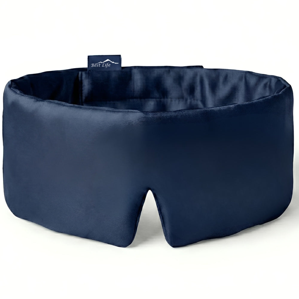 Zijden Slaapmasker Zeya in navy van Mulberry zijde, vooraanzicht
