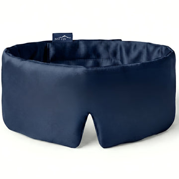 Zijden Slaapmasker Zeya in navy van Mulberry zijde, vooraanzicht