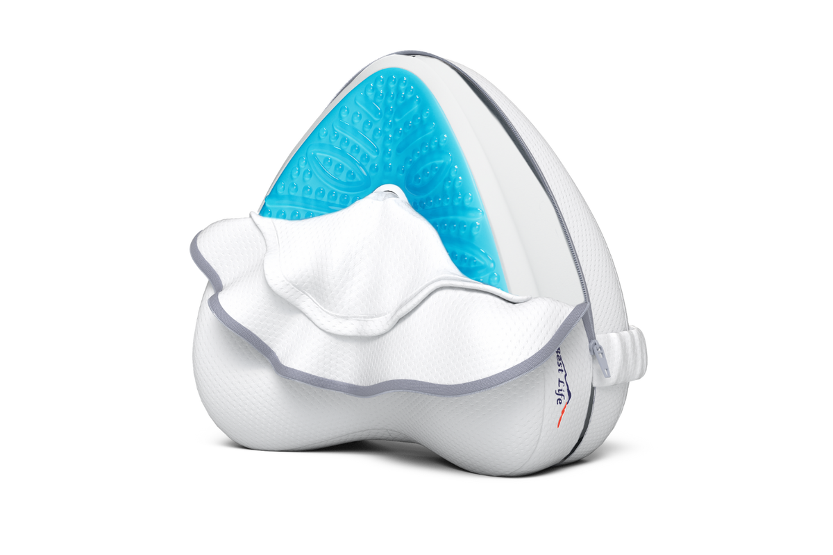 Kniekussen Ararat van traagschuim met blauwe cooling-gel laag en elastische band