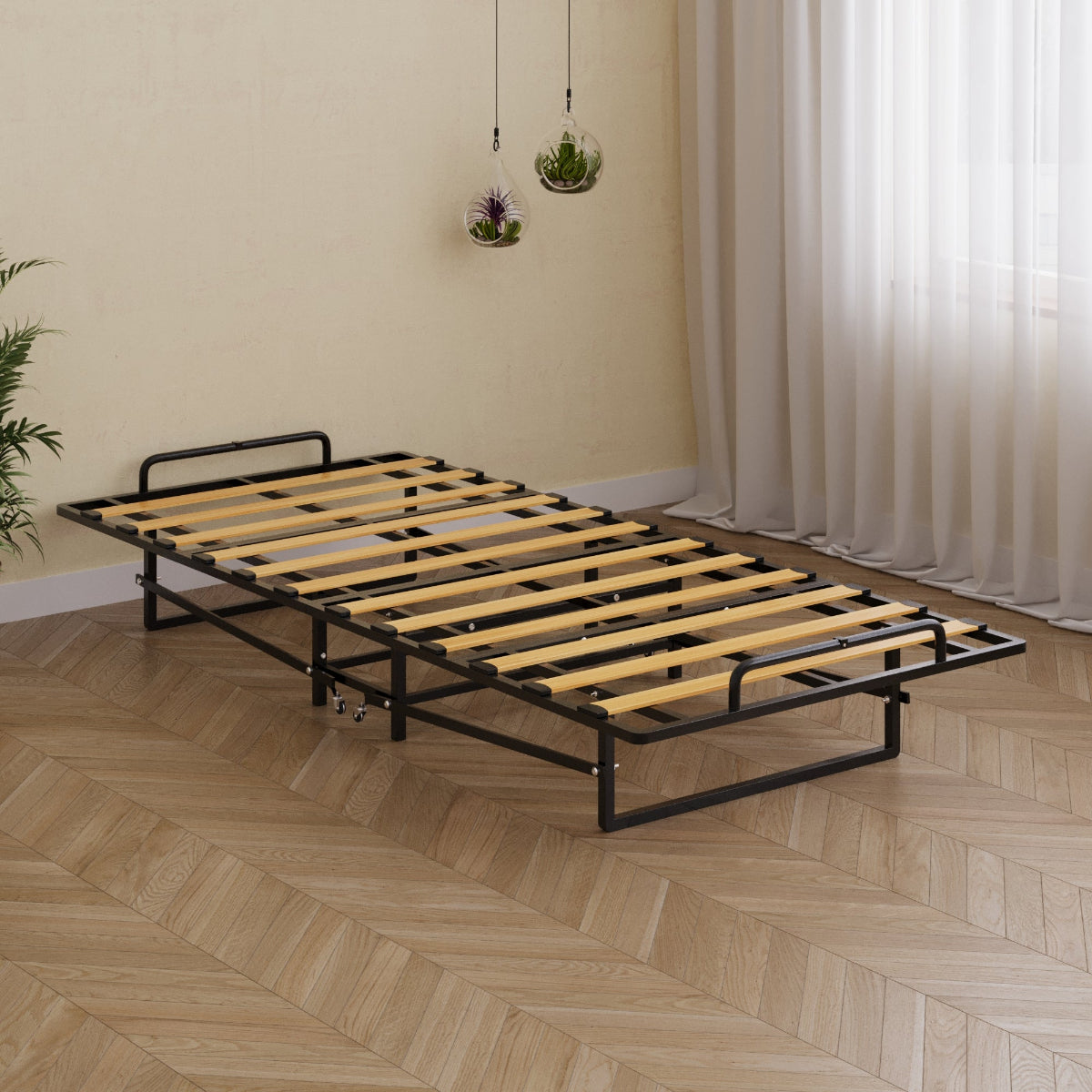 Frame van Vouwbed Yarra met houten lattenbodem, uitgeklapt zonder matras