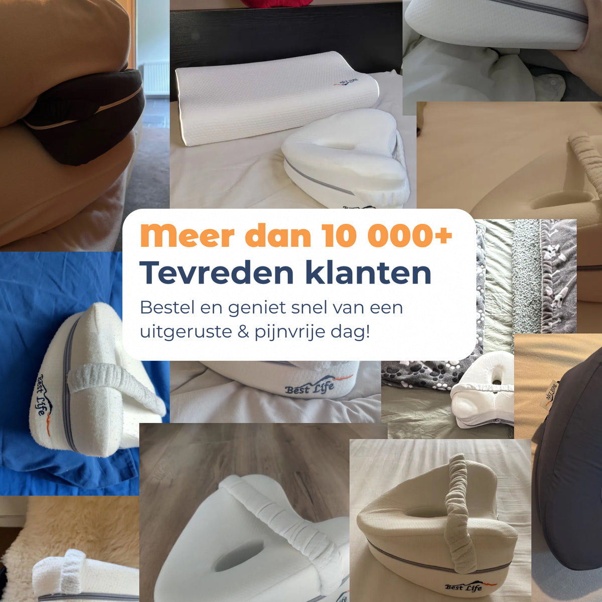 Collage van klanten met Kniekussen Ararat, meer dan 10.000 tevreden klanten