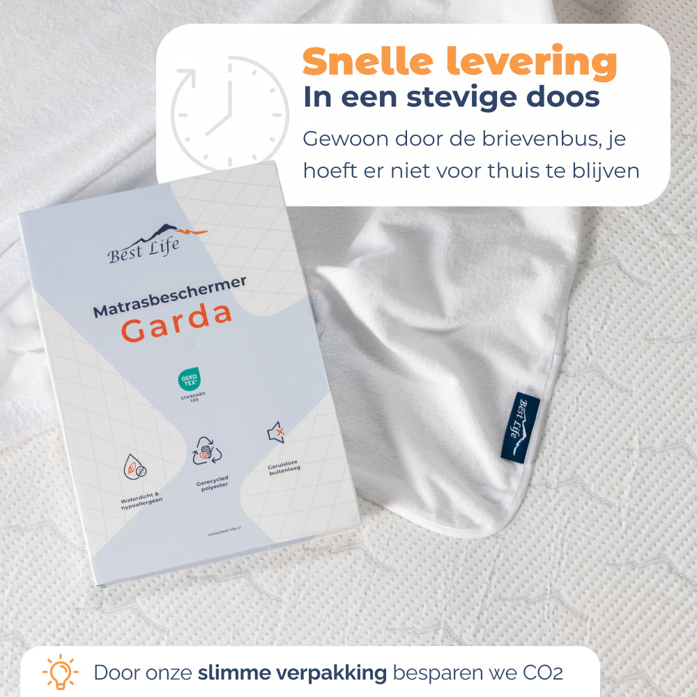 Verpakking Matrasbeschermer Garda die door de brievenbus past, snelle levering