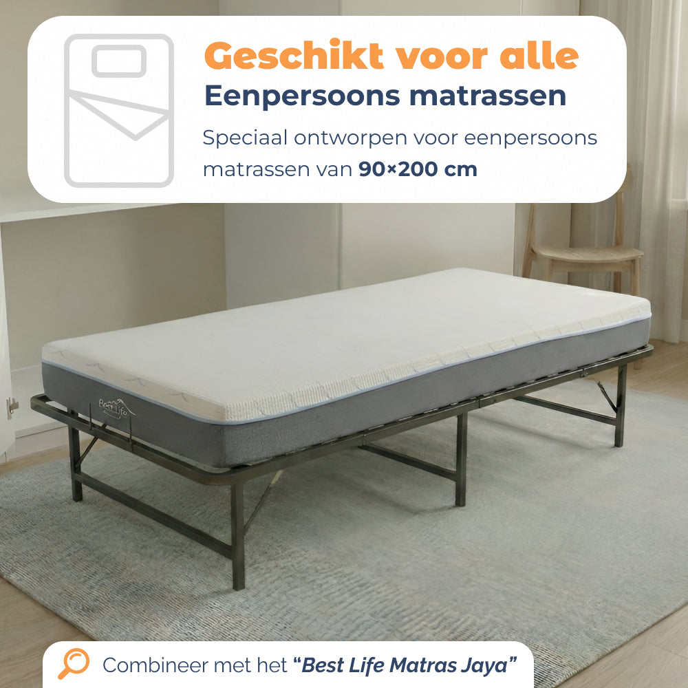 Bedframe Nera met eenpersoons matras van 90 x 200 cm erop