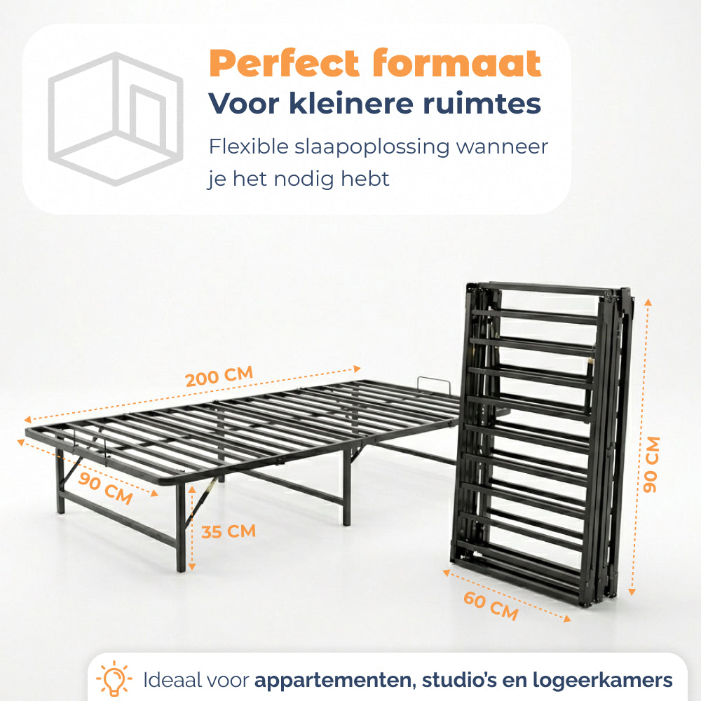 Afmetingen Bedframe Nera uitgeklapt 200 x 90 cm en ingeklapt