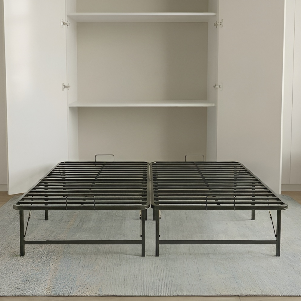 Twee Bedframes Nera naast elkaar uitgeklapt zonder matras