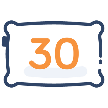 Icoon kussen met het getal 30, 30 nachten proefslapen