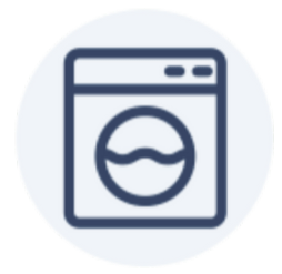 Icoon wasmachine, kussensloop is wasbaar