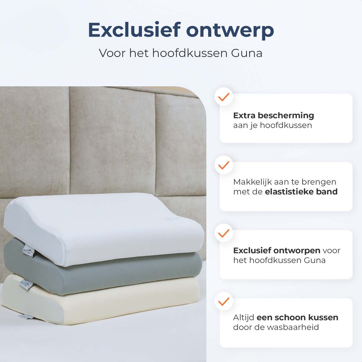 Kussensloop Guna exclusief ontworpen voor Hoofdkussen Guna, met elastische band