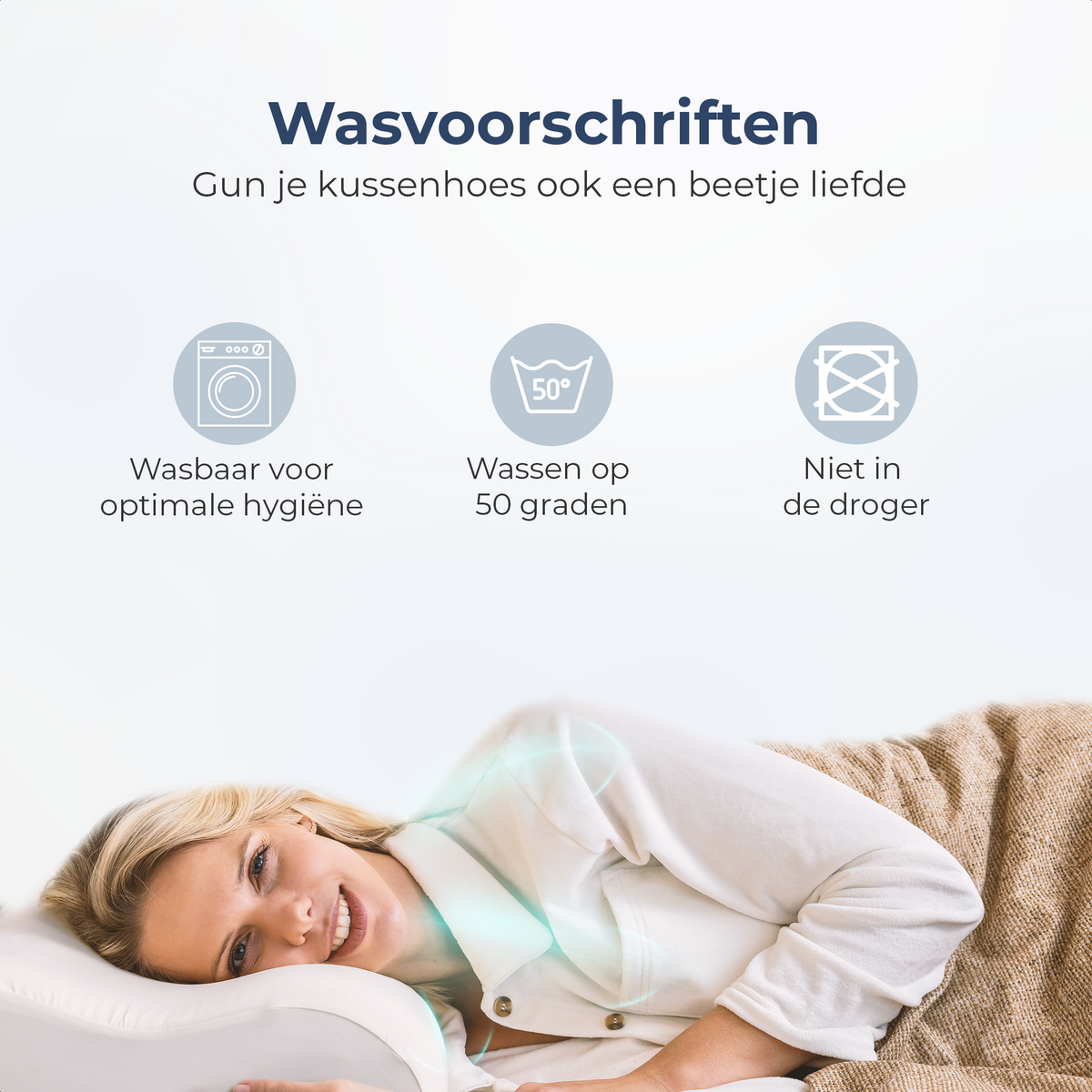 Wasvoorschriften Kussensloop Dinara: wassen op 30 graden, niet in de droger