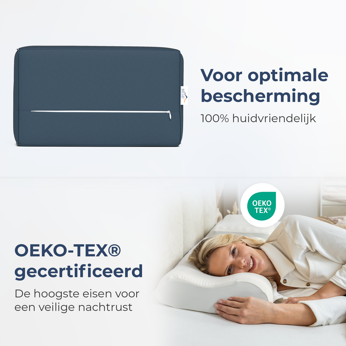 Kussensloop Dinara navy, OEKO-TEX gecertificeerd en huidvriendelijk