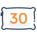 Icoon kussen met het getal 30, 30 nachten proefslapen